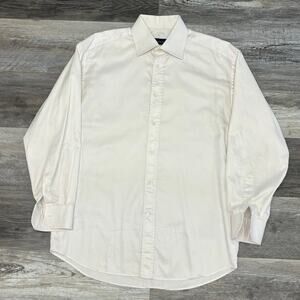 Canali White Mens 41/16 Long Sleeve French Cuff Italy Made Button Up Dress Shirt